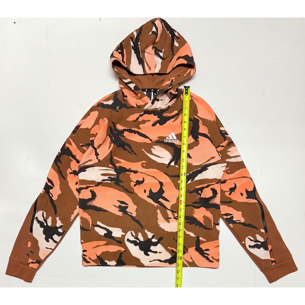 Adidas Camo Hoodie Orange Brown‎ Black Logo Pullover Hooded Sweatshirt Men's S